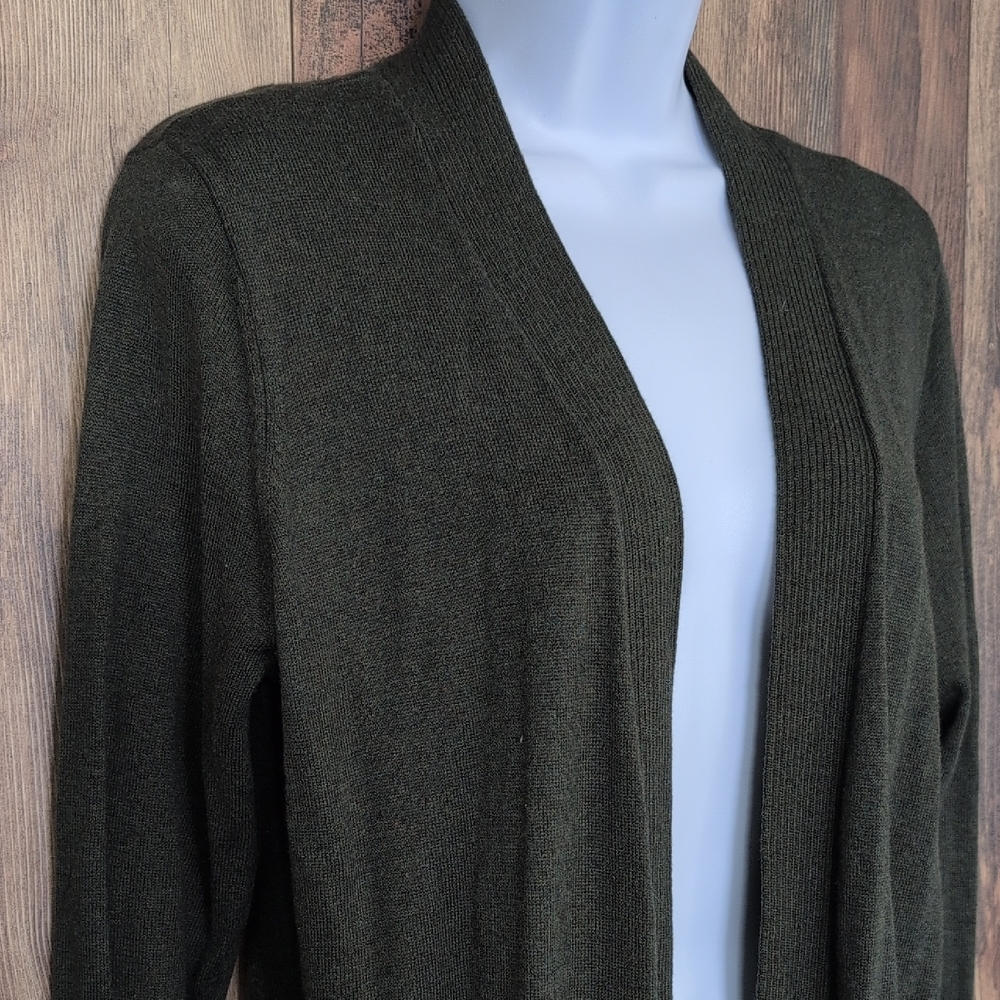 Sonoma Women's Dark Green Open Front Cardigan M                225N